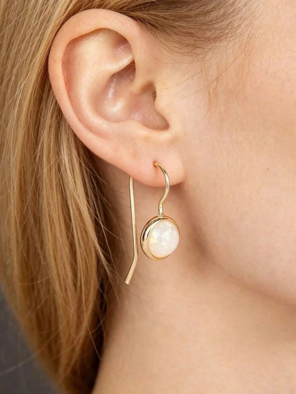 Opal Round Drop Earrings N2454
